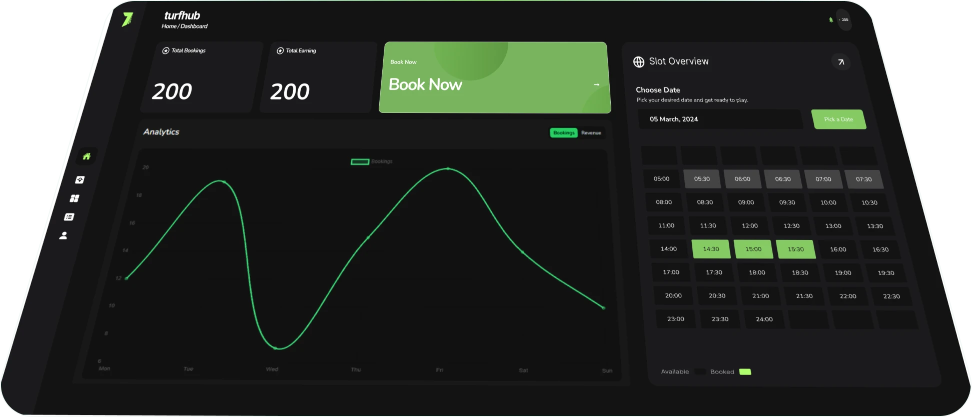 Turfhub dashboard on a tablet